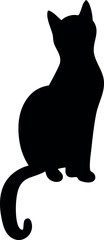 Silhouette of the cat sitting, black color, isolated on white background