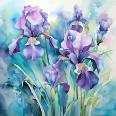  alcohol ink abstract painting of giant irises of purples