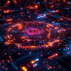 Obraz premium Abstract Futuristic Technology: Glowing Circuit Board