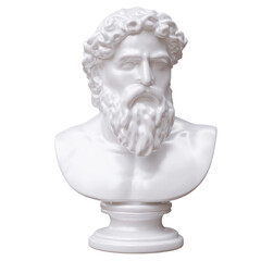 Obraz premium Marble statue of a man isolated on white transparent. Ancient greek sculpture male head and bust