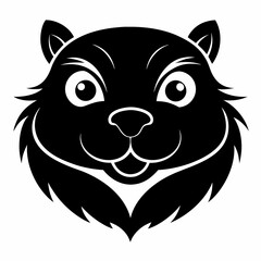 Beaver head silhouette vector black on white background