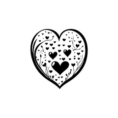 Elaborate heart outline filled with small hearts and whimsical branch details