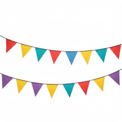 Two rows of colorful party flags isolated on white background