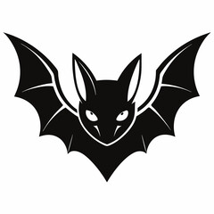 Bat head silhouette vector black on white background