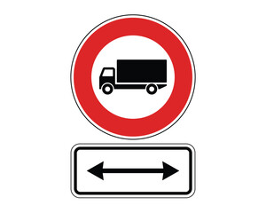 No Truck Traffic Sign with Bidirectional Restriction – High Quality Vectorial Stock Image