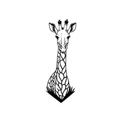 Elegant monochrome rendering showcasing a giraffe with unique geometric pattern