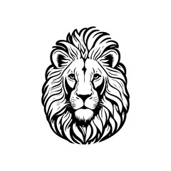 Majestic Lion Head Illustration with Bold Lines and Striking Contrast