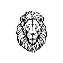 Obraz premium Striking monochromatic lion head artwork with bold lines and majestic expression