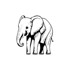 Captivating monochrome rendition showcasing an elegant elephant illustration