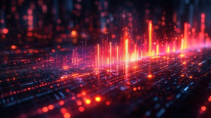 Fototapeta premium Abstract Digital Landscape: A Symphony of Light and Data