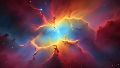 Obraz premium A beautiful nebula with vibrant colors and many stars in the deep, dark, and endless space.