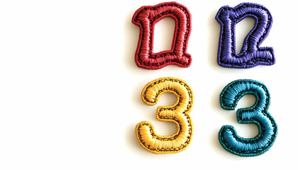 Embroidered numbers 1 2 3 3