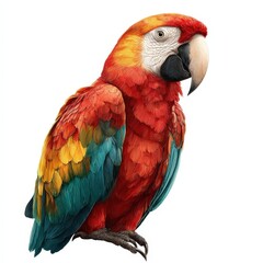 Obraz premium Vibrant Scarlet Macaw Parrot Bird Illustration Detailed Colorful Feathers Tropical Wildlife Animal Art