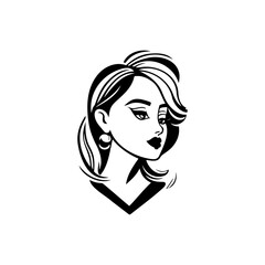 Elegant monochrome portrait of a woman with stylized hair and makeup