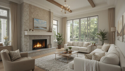 living room with fireplace