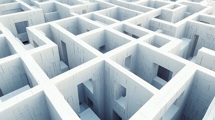 Abstract White Maze 3D Structure Geometric Pattern Design