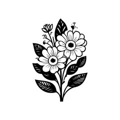 Elegant floral bouquet illustration with botanical details and graceful lines