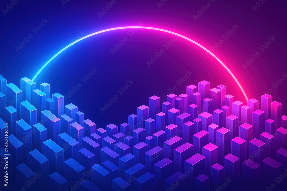 Wall mural this digital artwork features a high-tech background with crystalline structures and dynamic prisms 