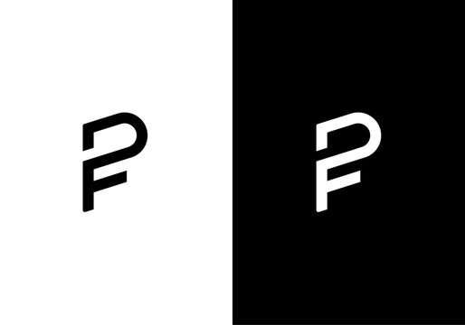 PF, FP letters monogram logo icon