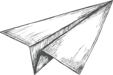 Fototapeta premium Sketch of a paper airplane in black and white with detailed texture. Vector illustration.