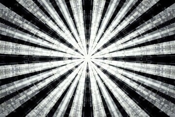 Obraz premium Symmetrical arrangement of intersecting lines creating starburst effect, monochrome palette, radial, illustration
