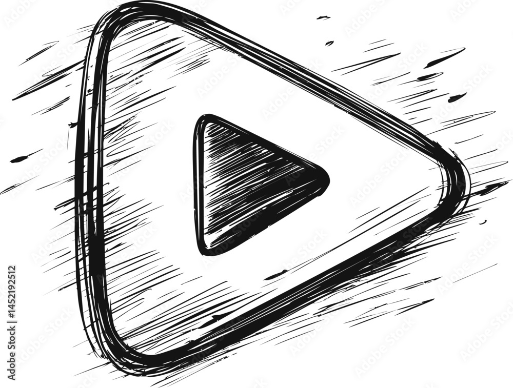 Leinwandbilder Sketch of a play button with dynamic lines indicating motion. Vector illustration.