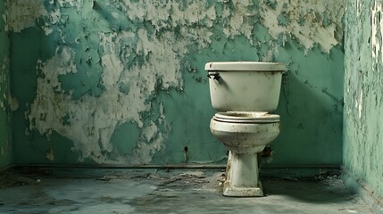 Decaying Elegance: A Forgotten Toilet in an Abandoned Bathroom