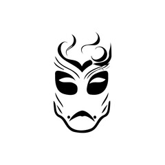 Monochrome abstract mask design with stylized features for creative projects