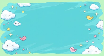 Naklejka premium Cute cartoon sky background design