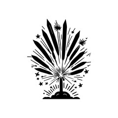 Stylized botanical burst illustration with radiant energy, evoking growth and aspiration