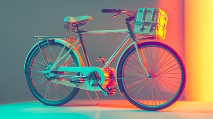 Fototapeta premium A stylish bicycle with a basket, perfect for urban commuting and leisure rides.