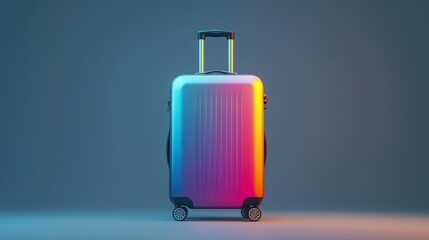 Obraz premium A vibrant, modern suitcase ready for adventure against a smooth backdrop.
