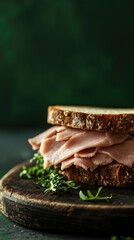 Highspeed photography of roast pork sandwich with shallow depth