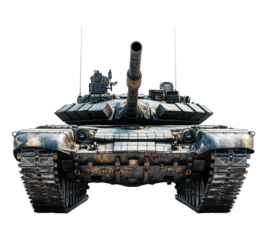 A large, dirty tank with a black and grey color scheme