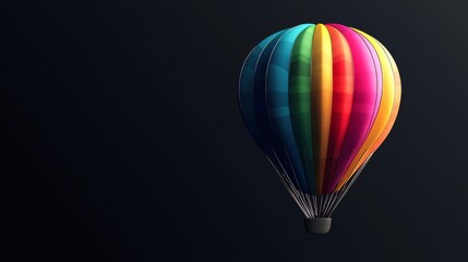 Fototapeta premium A vibrant hot air balloon flying against a dark backdrop, symbolizing adventure.