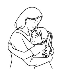 mother hugging her daughter tightly.