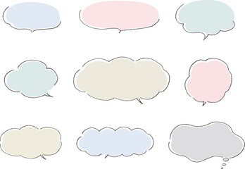 手書きのふきだしベクターイラストセット（くすみカラー）