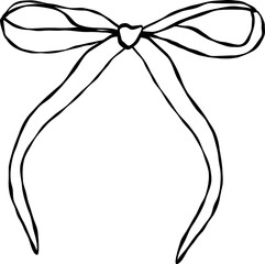 Wavy Vintage Coquette Bow Clipart   Hand Drawn Aesthetic Ribbon 