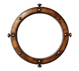 A wooden frame with a circular shape and a black and gold design