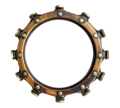 A gold and brass ring with many small holes and a large hole in the middle