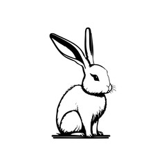 Elegant monochrome rabbit illustration with elongated ears and minimalist design