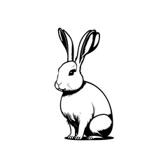 Elegant monochrome rabbit illustration, showcasing simplistic beauty and natural charm