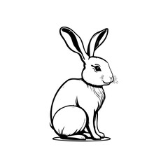 Elegant line art of a graceful rabbit in simple monochrome illustration