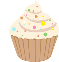 Vector illustration of cupcake on isolated white background