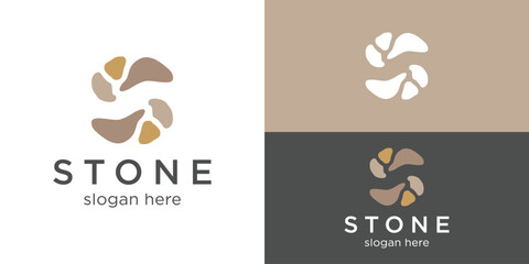 Creative simple stone logo template. Stone Abstract stone shape forming the letter S logo design vector illustration.