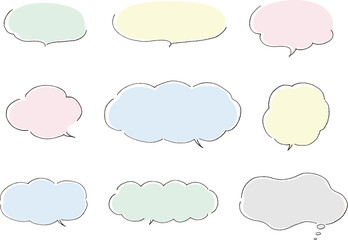 手書きのふきだしベクターイラストセット（カラー）
