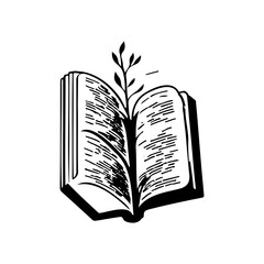 Symbolic illustration: open book with sprout conveying growth and knowledge