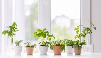 Fototapeta premium 窓辺の美しい植物、さわやかなグリーンと明るい光