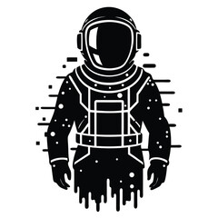 Astronaut vector silhouette illustration Astronaut in glitch art vector style