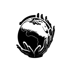 Symbolic Representation: Human Hands Gently Cradle and Protect the Earth